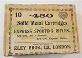 One Box of ten 450 Express Cartridges. Eley Bros., Ld., London - 1 of 11