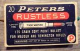 VINTAGE PETERS(2)BOXESof 7 MM MAUSER RUSTLESS CENTER FIRE AMMO ** EXCELLENT CONDITION BOX & AMMO!! ** BLUE/WHITE/RED - 7 of 14