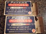 VINTAGE PETERS(2)BOXESof 7 MM MAUSER RUSTLESS CENTER FIRE AMMO ** EXCELLENT CONDITION BOX & AMMO!! ** BLUE/WHITE/RED - 1 of 14
