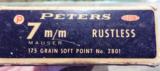 VINTAGE PETERS(2)BOXESof 7 MM MAUSER RUSTLESS CENTER FIRE AMMO ** EXCELLENT CONDITION BOX & AMMO!! ** BLUE/WHITE/RED - 14 of 14