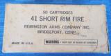 **VINTAGE** 1930'S
REMINGTON 41 SHORT RIM FIRE
FULL BOX of 50 CARTRIDGES ~ SUPER CLEAN ~ EXCELLENT CONDITION!! - 2 of 9