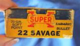 VINTAGE FULL BOX WESTERN SUPER-XAMMO* 22 SAVAGE * LUBALOY70GR. SOFTPOINT ~ SMOKELESS POWDER - 5 of 10