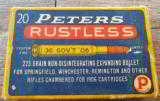 VINTAGE PETERS RUSTLESS .30 GOV&T 06 ~ NON-DIINTEGRATING EXPANDING BULLET ~ 225 GRAIN
HOLLOW POINT SMOKELESS CENTERFIRE - 1 of 10