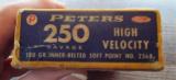 VINTAGE * FULL BOX*PETERS HIGH VELOCITY 250 SAVAGE100 GR. INNER BELTED SOFT POINT CENTER FIRE SMOKELESS CARTRIDGES - 4 of 10