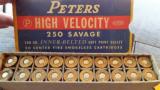 VINTAGE * FULL BOX*PETERS HIGH VELOCITY 250 SAVAGE100 GR. INNER BELTED SOFT POINT CENTER FIRE SMOKELESS CARTRIDGES - 3 of 10