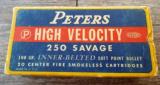 VINTAGE * FULL BOX*PETERS HIGH VELOCITY 250 SAVAGE100 GR. INNER BELTED SOFT POINT CENTER FIRE SMOKELESS CARTRIDGES - 1 of 10