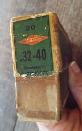 VINTAGE FULL 2-PIECE BOX WESTERN .32-40 CENTRAL FIRE CARTRIDGES ~ SMOKELESS * FULL PATCH ~ 115 GR. BULLET - 6 of 14