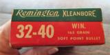 FULL BOX (20) REMINGTON KLEANBORE 32-40 WIN. CALIBER 165 GRAIN SOFT POINT SMOKELESS CARTRIDGES ~ EXCELLENT ! ! ~ - 4 of 12