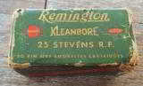 VINTAGE~ REMINGTON
KLEANBORE *FULL BOX* 25 STEVENS R.F. GREEN & RED BOX - 1 of 11