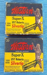 2 VINTAGE BOXES of WESTERN SUPER-X 257 ROBERTS SILVERTIP AMMO "GRIZZLY BEAR BOX" 100 GR.EXPANDING BULLET
SMOKELESS POWDER - 1 of 11