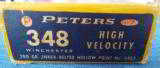 VINTAGE FULL BOX PETERS HIGH VELOCITY 348 WINCHESTER CENTERFIRE
AMMO 200 GR. HOLLOW POINT BULLET EXCELLENT COND!
- 5 of 9