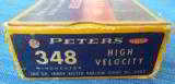 VINTAGE FULL BOX PETERS HIGH VELOCITY 348 WINCHESTER CENTERFIRE
AMMO 200 GR. HOLLOW POINT BULLET EXCELLENT COND!
- 3 of 9