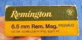 OBSOLETE ~
FULL BOX of REMINGTON 6.5 mm REM MAG 120 GR. HIGH SPEED CORE-LOKT SOFT POINT (R65MM2) - 1 of 9