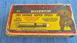 VINTAGE WINCHESTER .303 SAVAGE SUPER SPEED SILVERTIP AMMO ~ GRIZZLY BEAR BOX 190 GRAIN
- 1 of 9