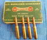 VINTAGE REMINGTON / UMC 6.5mm MANNLICHER-SCHOENAUER
AMMO ~DOG BONE BOX~150 GR SOFT POINT
(19 CARTRIDGES) - 1 of 8