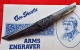 VINTAGE ~ BEN SHOSTLE ENGRAVED ~ (MASTER ENGRAVER)CUSTOM TANTODAMASCUS FIXED BLADE / OOSIK HANDLE8.5" SIGNED - 5 of 13