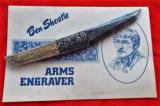 VINTAGE ~ BEN SHOSTLE ENGRAVED ~ (MASTER ENGRAVER)CUSTOM TANTODAMASCUS FIXED BLADE / OOSIK HANDLE8.5" SIGNED - 4 of 13