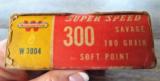 WINCHESTER 300 SAVAGE * VINTAGE*SUPER SPEED RIFLE AMMO 180 GRAIN SOFT POINT (W 3004) - 5 of 9