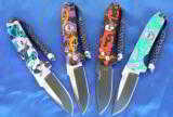 PROTECH
LES GEORGE ROCKEYE ~ STERLING SKULL~ PINK/BLUE/BLACK SPLASH ANODIZING ~ ONE OF A KIND!! AUTO KNIFE (NIB) - 10 of 10