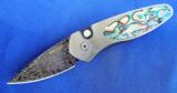 PROTECH SPRINT AUTO CUSTOM #4 ~ ABALONE ~ NICHOLS HIGH-CARBON DAMASCUS ~ 416 STEEL ~ NEW IN THE BOX!! - 1 of 8