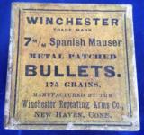 VINTAGE WINCHESTER FULL BOX OF 7mm SPANISH MAUSER METAL PATCHED BULLETS ~ 175 GRAIN - 5 of 9