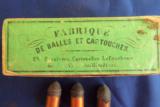 **VINTAGE** FRENCH 12 MM PINFIRE CARTRIDGES – FULL BOX (25) 12MM LEFAUCHEUX PINFIRE REVOLVER CARTRIDGES made by FABRIQUE. - 3 of 7