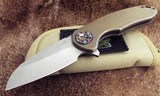 CURTISS CUSTOM KNIVES F3 Medium WH/ST Wharncliffe Grind ~ Bronze Anodized Orange Peel Finished TITANIUM Flamed Titanium Pivot NEW IN POUCH ! - 12 of 14
