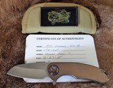 CURTISS CUSTOM KNIVES F3 Medium WH/ST Wharncliffe Grind ~ Bronze Anodized Orange Peel Finished TITANIUM Flamed Titanium Pivot NEW IN POUCH ! - 13 of 14
