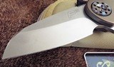 CURTISS CUSTOM KNIVES F3 Medium WH/ST Wharncliffe Grind ~ Bronze Anodized Orange Peel Finished TITANIUM Flamed Titanium Pivot NEW IN POUCH ! - 3 of 14