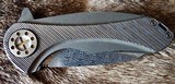 CURTISS CUSTOM KNIVES F3 Medium WH/TM/DAM TACMOD DAMASTEEL Wharncliffe Grind Bronze Anodized TITANIUM Flamed Titanium TACMOD design Brand New in Pouch - 2 of 11