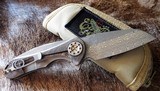 CURTISS CUSTOM KNIVES F3 Medium WH/TM/DAM TACMOD DAMASTEEL Wharncliffe Grind Bronze Anodized TITANIUM Flamed Titanium TACMOD design Brand New in Pouch - 1 of 11