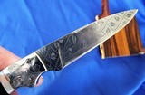 CUSTOM ED SCHEMPP HORNETS NEST MOSAIC DAMASCUS FIXED BLADE KNIFE /SANTA FE STONEWORKS PEARL & JET INLAYED
ART DECO HANDLE with STAND - 2 of 11