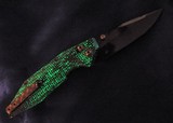 WILL MOON CUSTOM KNIFE~ GLOW IN THE DARK CARBON FIBER TWILL ~ POLISHED BLACK DLC STONEWASHED BLADE~ BRONZE TITANIUM HARDWARE!! - 3 of 12