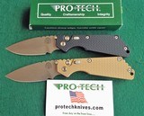 PROTECH STRIDER SnG KNURLED ALUMINUM
(Tan or Black) AUTO KNIVES WITH LOCK & STONEWASH PLAIN BLADES (NIB) dealer - 3 of 10