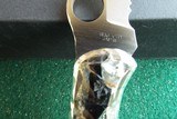 Santa Fe Stoneworks ~ Spyderco "HARPY" 1 of 1 HAND CARVED DINOSAUR Fossil with Jet-Pearl NIB CARVED 2 SIDED 3 DIMENSIONAL ~ STUNNING! - 9 of 13