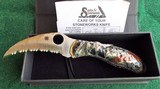 Santa Fe Stoneworks ~ Spyderco "HARPY" 1 of 1 HAND CARVED DINOSAUR Fossil with Jet-Pearl NIB CARVED 2 SIDED 3 DIMENSIONAL ~ STUNNING! - 12 of 13