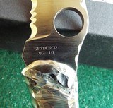 Santa Fe Stoneworks ~ Spyderco "HARPY" 1 of 1 HAND CARVED DINOSAUR Fossil with Jet-Pearl NIB CARVED 2 SIDED 3 DIMENSIONAL ~ STUNNING! - 8 of 13