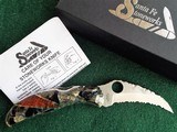 Santa Fe Stoneworks ~ Spyderco "HARPY" 1 of 1 HAND CARVED DINOSAUR Fossil with Jet-Pearl NIB CARVED 2 SIDED 3 DIMENSIONAL ~ STUNNING! - 3 of 13