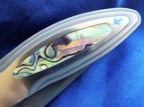 Protech Custom CAMBRIA Damascus Flipper Knife SS w/ Abalone Inlay & Button lock 3.5" - 11 of 12