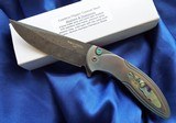 Protech Custom CAMBRIA Damascus Flipper Knife SS w/ Abalone Inlay & Button lock 3.5" - 3 of 12