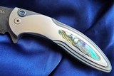Protech Custom CAMBRIA Damascus Flipper Knife SS w/ Abalone Inlay & Button lock 3.5" - 1 of 12