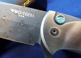 Protech Custom CAMBRIA Damascus Flipper Knife SS w/ Abalone Inlay & Button lock 3.5" - 8 of 12