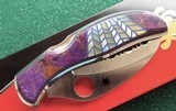 Santa Fe Stoneworks ~ Spyderco "HARPY" PURPLE TURQUOISE with GOLD PEARL NIB - 5 of 10