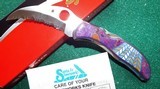 Santa Fe Stoneworks ~ Spyderco "HARPY" PURPLE TURQUOISE with GOLD PEARL NIB - 7 of 10