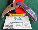 Santa Fe Stoneworks ~ Spyderco "HARPY" PURPLE TURQUOISE with GOLD PEARL NIB - 10 of 10
