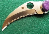 Santa Fe Stoneworks ~ Spyderco "HARPY" PURPLE TURQUOISE with GOLD PEARL NIB - 3 of 10