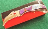 Santa Fe Stoneworks ~ Spyderco "HARPY" PURPLE TURQUOISE with GOLD PEARL NIB - 8 of 10
