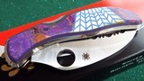 Santa Fe Stoneworks ~ Spyderco "HARPY" PURPLE TURQUOISE with GOLD PEARL NIB - 1 of 10