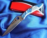 Santa Fe Stoneworks ~ Spyderco "POLICE" BLUE MAMMOTH FOSSIL with PEARL NIB - 5 of 10
