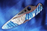 Santa Fe Stoneworks ~ Spyderco "POLICE" BLUE MAMMOTH FOSSIL with PEARL NIB - 2 of 10
